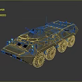 Military Armored Wheeled Tank With Turret Machine Gun And Six Wheels Design