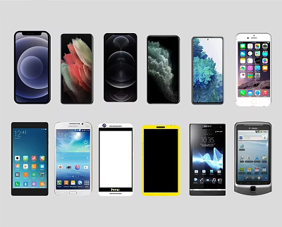 Latest And Classic Mobile Phone Models With Different Screen Displays And Designs 3d model