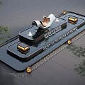 Modern Water Fountain With Tiered Pool Flowing Water Decorative Lights And Stone Paving
