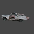 Two Rusty Old Cars With Open Doors And Abandoned Worn Out Look
