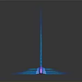 Modern Futuristic Blue Structure With Pink Central Core And Elongated Design Elements