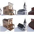 Miniature House Models Collection Featuring Various Architectural Styles Roofs And Colors 3d model