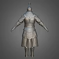 Ancient Warrior In Ornate Armor Standing Pose With Detailed Patterns And Decorative Belt