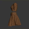Stylish Two Piece Checkered Outfit With V Neck Puffed Sleeves And Flared Skirt
