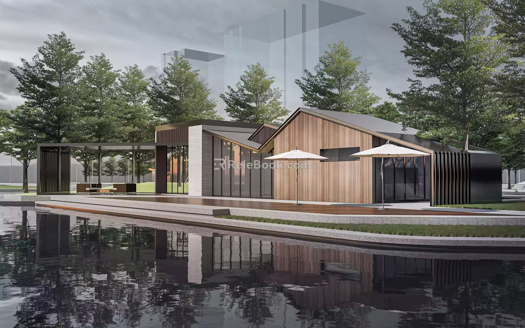 Modern Post Station Building Shop Building Cafe Building Small Public Building 3d model