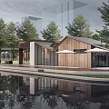 Modern Post Station Building Shop Building Cafe Building Small Public Building 3d model