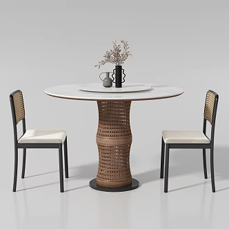 Middle-style dining tables and chairs 3d model