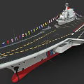 Military Aircraft Carrier With Large Flight Deck And Colorful Flags As Naval Weapon System