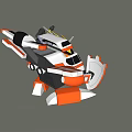 3D Sci Fi Robot Model With Orange White Black Color And Mechanical Arm 3d model