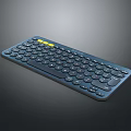 Contemporary Slim Computer Keyboard With Round Keys And Yellow Accents