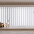 White Vertical Blinds In Modern Interior With Beige Armchair Side Table Plant And Floor Lamp