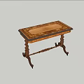 Vintage Wooden Side Table With Carved Legs And Decorative Inlaid Top