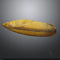 Yellow Fish With Long Body And Scaly Texture On Gray Background 3d model