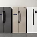 Double Door Refrigerators in Gray Beige White with Digital Display Panels 3d model
