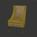 Elegant Modern Upholstered Chair With Light Pink Fabric Curved Backrest And Wooden Legs