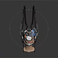 Futuristic Character Biomechanical Headpiece With Elaborate Mechanical Structure And Colorful Cybernetic Details