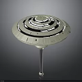 Disc Shaped Circular Structure With Central Pillar And Concentric Rings