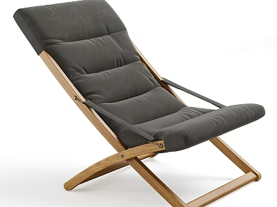 Leisure Chair with Wooden Frame and Dark Padded Cushion Modern Simple Design for Comfortable Relaxation 3d model