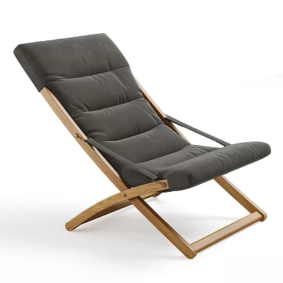 Leisure Chair with Wooden Frame and Dark Padded Cushion Modern Simple Design for Comfortable Relaxation 3d model