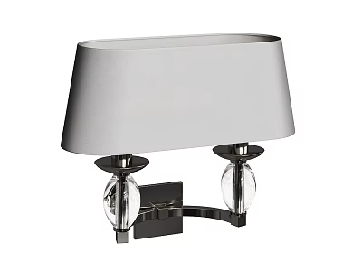 Modern Wall Lamp With White Fabric Lampshade Metal Frame And Glass Decorative Details 3d model