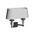 Modern Wall Lamp With White Fabric Lampshade Metal Frame And Glass Decorative Details
