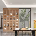 Bright Library Art Space Interior With Plants And Bookshelves 3d model