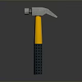 Sturdy Hammer With Yellow Handle Black Grip Silver Head And Hole Design