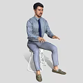 Realistic Characters Modern Characters Men's Background Characters Static Characters Sitting Posture Office Phone Asian Men White Collar 3d model
