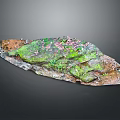 Handcrafted Wood and Stone Decorative Artwork With Green Pink Textured Surface