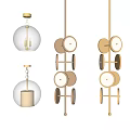 Modern Hanging Pendant Lights With Metal Frames Circular Panels And Glass Globes