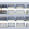 Various Decorative Railing Designs With Intricate Patterns And Iron Craftsmanship 3d model