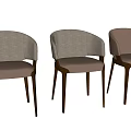 Modern Dining Chairs With Leather And Fabric Upholstery Brown And Light Gray Dark Wooden Legs