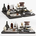 Elegant Decorative Ornament Set With Trays Vases Bottles Candles And Books