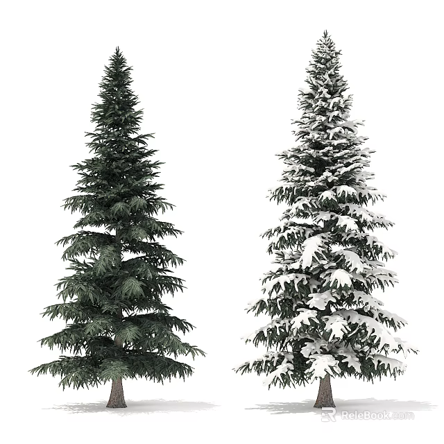 Lush Green Arbor Tree and Snow Covered Tree in Natural Environment 3d model 