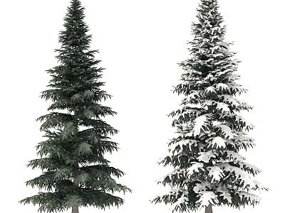Lush Green Arbor Tree and Snow Covered Tree in Natural Environment 3d model
