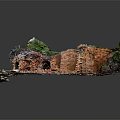 Natural Wood Stone Structure With Cave Green Moss And Pebble Ground Design