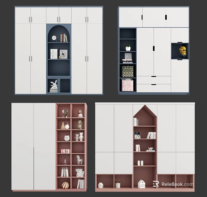 Modern Wardrobe Designs With Open Shelves Drawers And Various Storage Solutions 3d model 