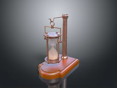 Decorative Hourglass With Copper Frame And Wooden Base For Home Decor 3d model