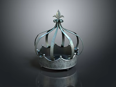Silver Metallic Crown Fashion Accessory With Ornate Top And Shiny Details 3d model