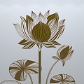 Chinese-style window grilles silhouette pane window sill border flower window lotus flower 3d model