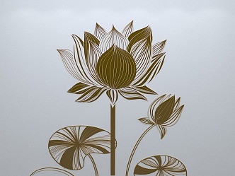 Chinese-style window grilles silhouette pane window sill border flower window lotus flower 3d model