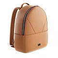 Brown Leather Backpack With Minimalist Design Geometric Stitching And Zipper Closure 3d model