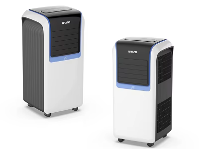 BIOYO Portable Air Cooler Fans With White Black Design And Blue Accents On Wheels 3d model