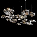 Modern Artistic Chandelier With Irregular Metallic Shapes And Glossy Surface Design