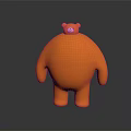 Orange Chubby Stuffed Bear Toy With Round Body And Small Head Button 3d model