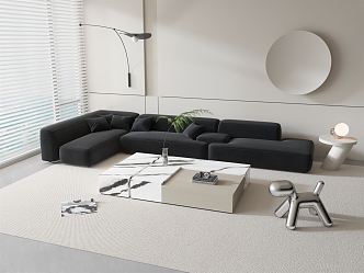 Modern corner sofa coffee table combination 3d model