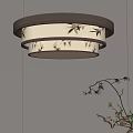 Chinese Style Round Ceiling Light With Bamboo Pattern For Home Interior Lighting 3d model