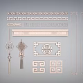 Traditional Chinese Carved Patterns With Meander Borders Fortune Characters And Ruyi Knots