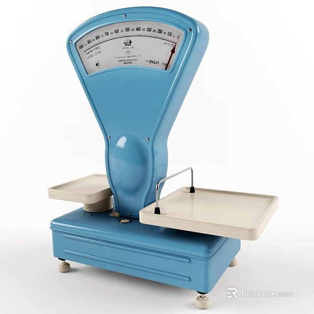 Vintage Blue Mechanical Balance Scale With Dual Trays For Home Kitchen Daily Weighing 3d model 