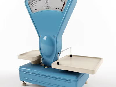 Vintage Blue Mechanical Balance Scale With Dual Trays For Home Kitchen Daily Weighing 3d model